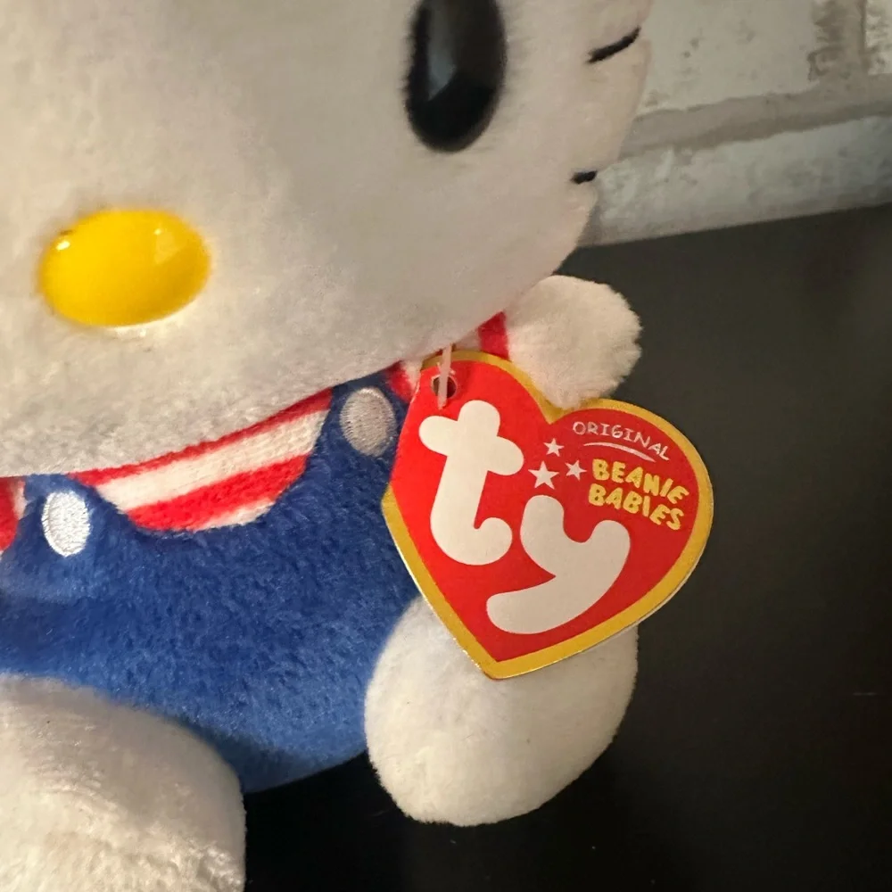 Hello Kitty TY Beanie Babies Plush – 2010 Sanrio Blue Overalls Red Bow w/ Tags